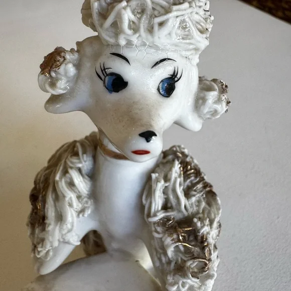 1950’s Vintage spaghetti Poodle porcelain  lipstick holder - Picture 3 of 13